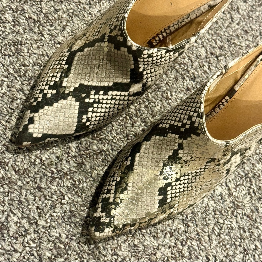 Express Metallic Snakeskin Pointed-Toe High Heel Mules - Picture 4 of 10